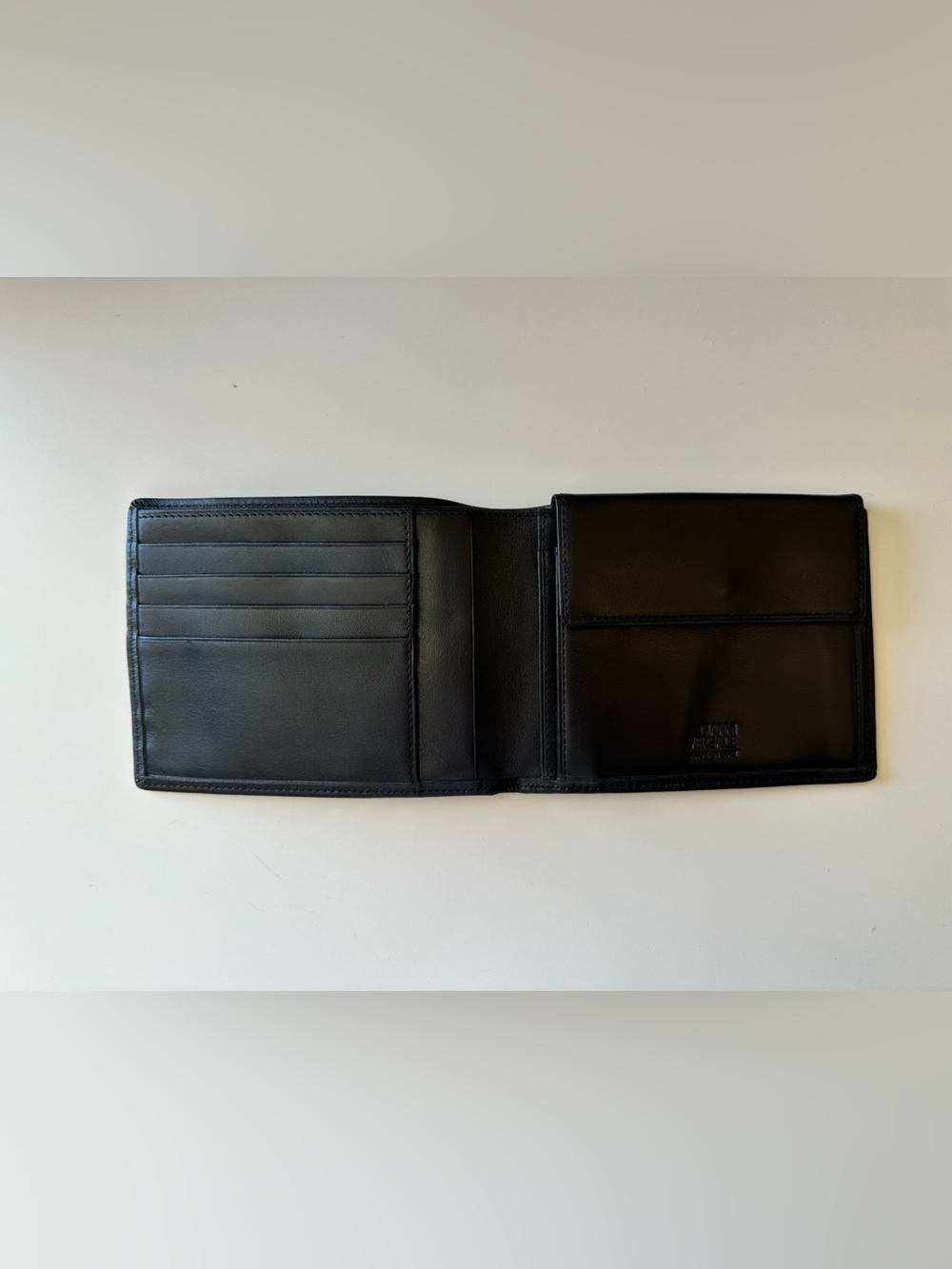 Versace Leather Bifold Wallet Logo Studs Stud Pattern Black Silver - Picture 6 of 9
